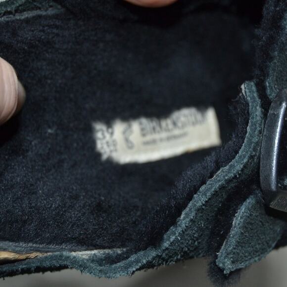 Birkenstock Arizona Woman's Black Suede Shearling LIned Sandals Size 39 US 8-8.5 - Picture 7 of 8